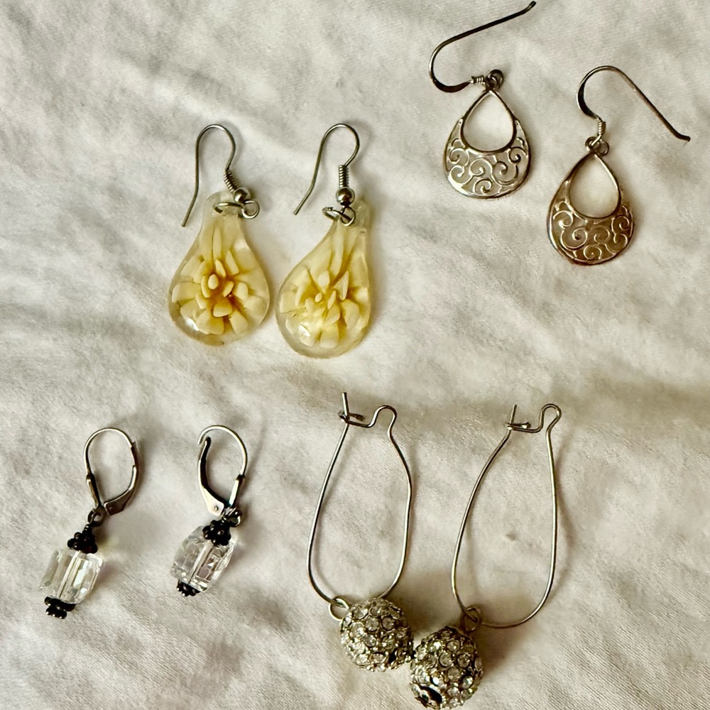 4 pairs Chic Silver Earrings